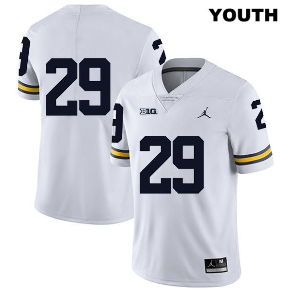Youth NCAA Michigan Wolverines Jordan Glasgow #29 No Name White Jordan Brand Authentic Stitched Legend Football College Jersey DR25J52SS